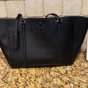 Tory Burch Black Pebbled Leather Tote